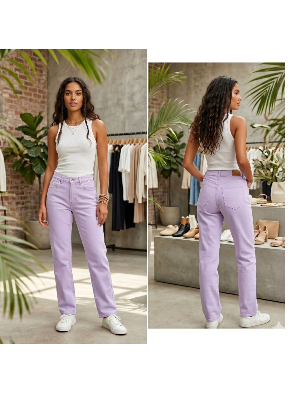 American Eagle Outfitters Straight Jeans Womens 2 Lavender 100% Cotton Relaxed